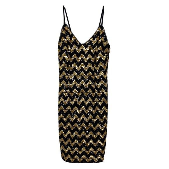 New Look Dresses & Skirts - New Look Sequin Golf Black Chevron Sleeveless Party Dress Size 8 NWT